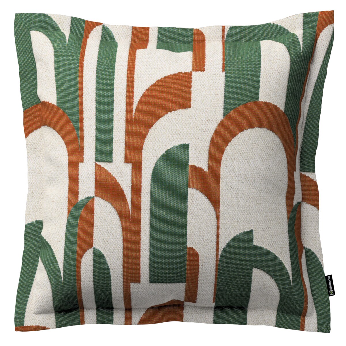 Poszewka Mona na poduszkę 45x45 zielono-czerwony wzory na kremowym tle