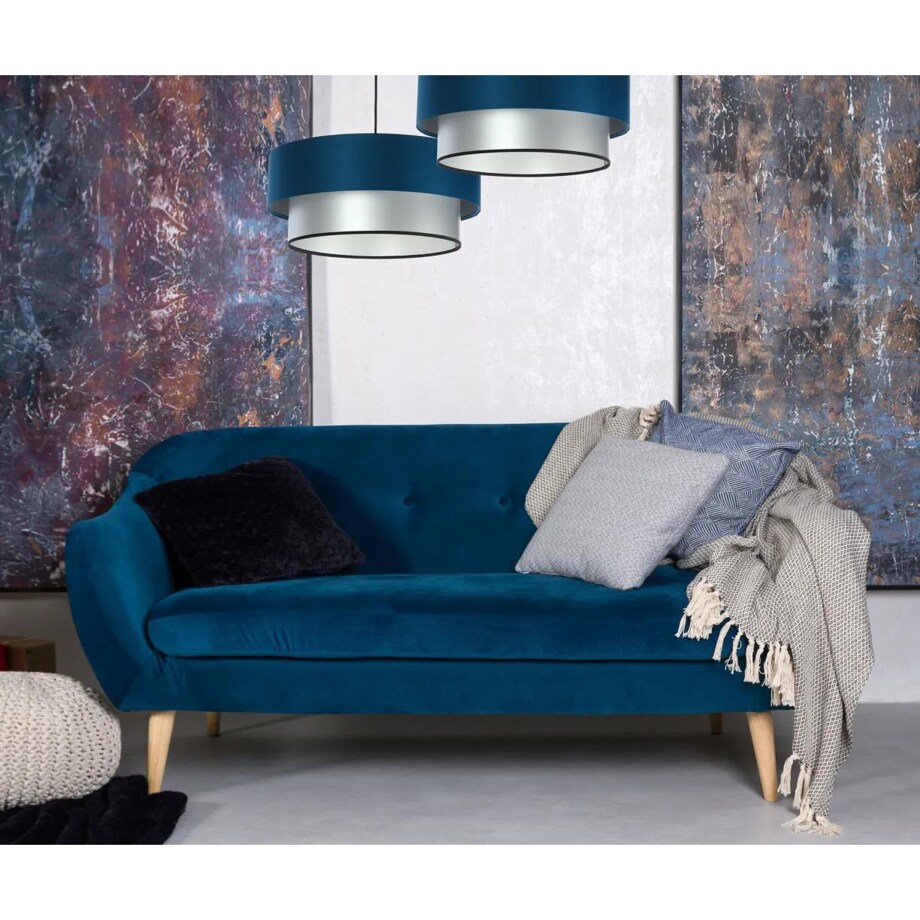 Lampa wisząca DOUBLE BLUE 60 granatowa/srebrna