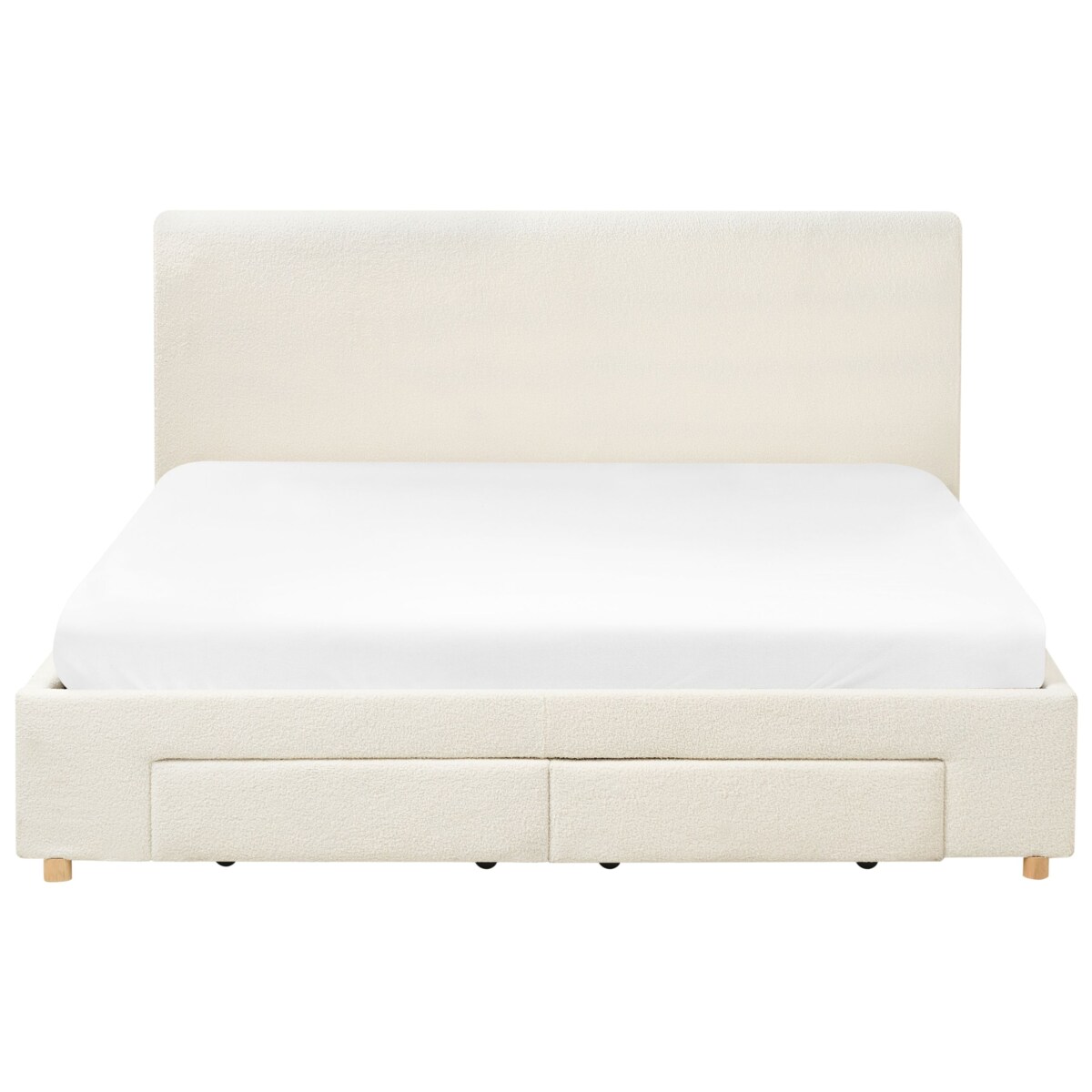 Łóżko z szufladami Boucle SOUTRIN 180 x 200 cm Złamana biel