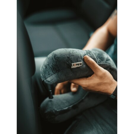 Poduszka podróżna na szyję Dr.Bacty - szara. Plus zatyczki do uszu i opaska na oczy