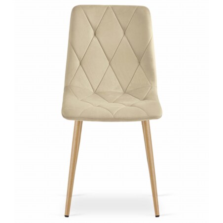 Krzesło Do Jadalni Kuchni Salonu Libra - Jasny Beż Aksamit / Nogi Kolor Drewna X 2