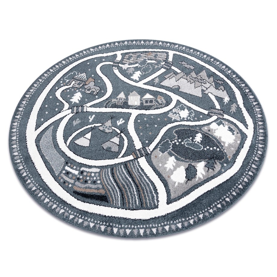 Dywan FUN Land dla dzieci, wioska, uliczki, koło 120 cm