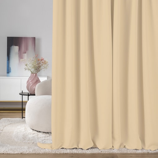 Zasłona zaciemniająca na taśmie marszczącej jasny beż 140 x 280 cm 1 szt. 140x280 beżowy