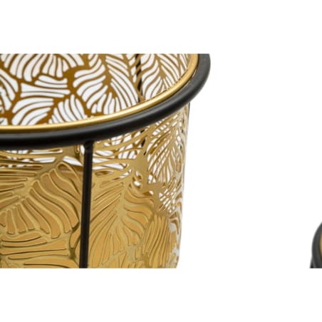 Metalowe osłonki na stojakach, ażurowy wzór roślinny, 2 szt.