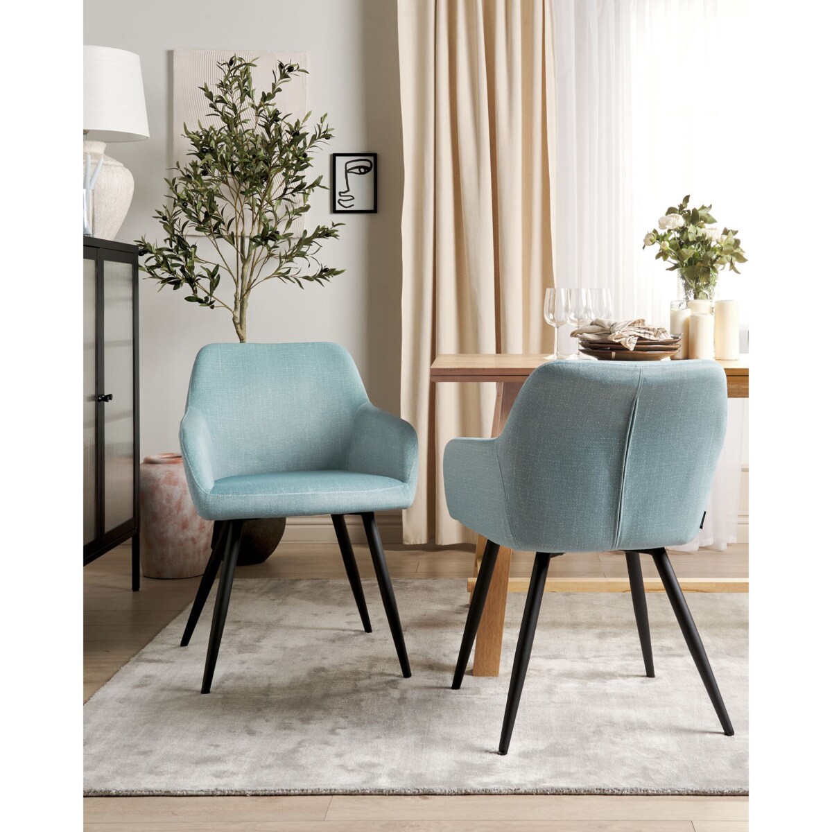 Zestaw 2 krzeseł do jadalni jasnoniebieski CASMALIA