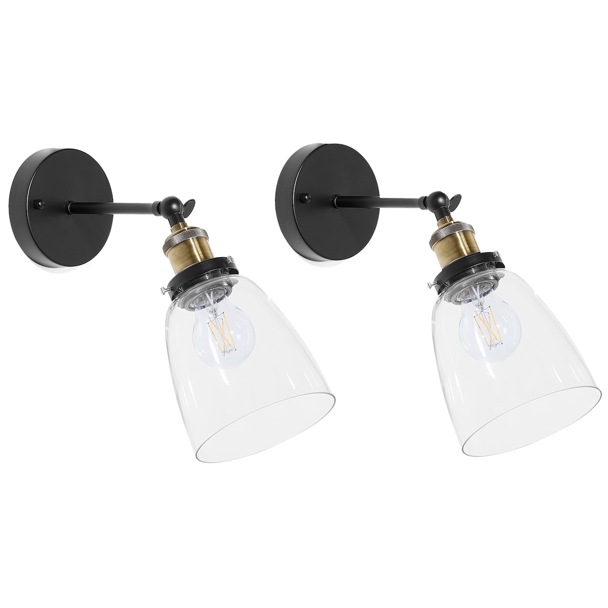 Zestaw 2 lamp ściennych LOVAT Regulowana Metal Przezroczysty Czarny