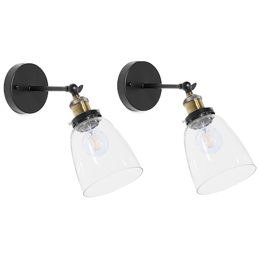 Zestaw 2 lamp ściennych LOVAT Regulowana Metal Przezroczysty Czarny