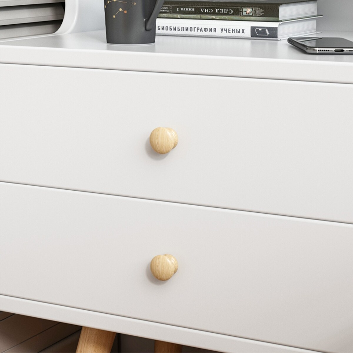 Szafka nocna stolik z 2 szufladami regał skandynawski sypialni salonu 81 cm