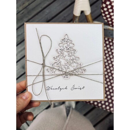 Stylowa ręcznie robiona kartka świąteczna na Boże Narodzenie choinka 2