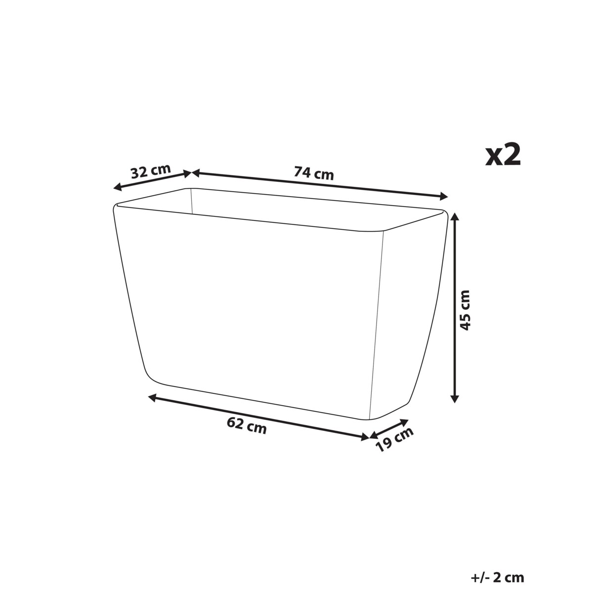 Zestaw 2 doniczek BARIS Kamień 74 cm Beżowy