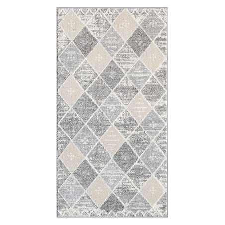 Dywan nowoczesny etniczny high low Flaire 1790 szary-beżowy romby 120x170