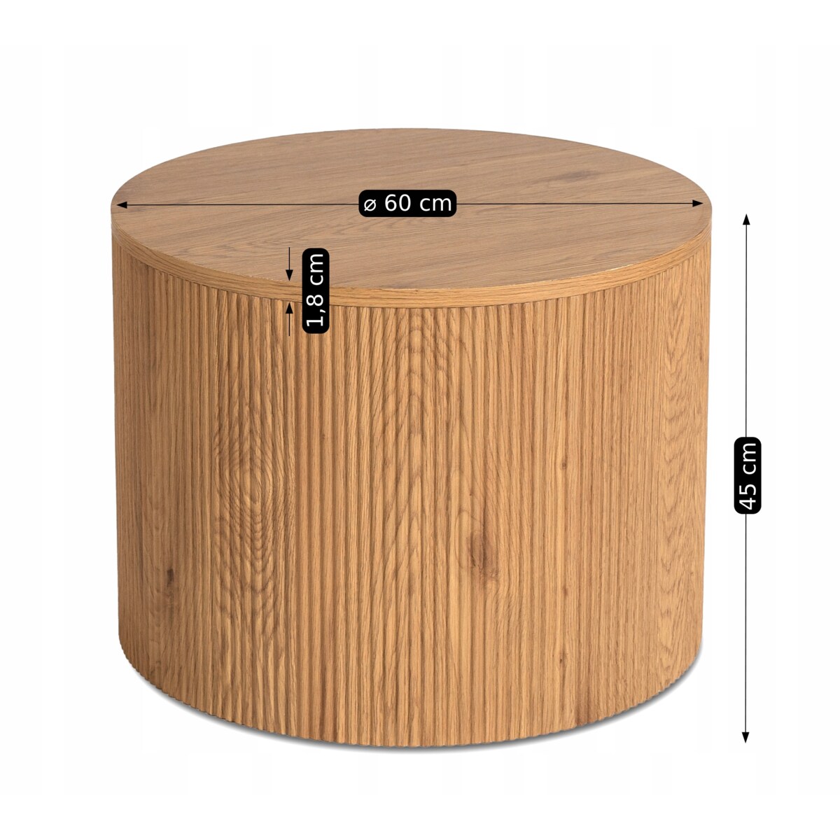 Stolik Kawowy Okrągły Loft Mały Dąb Lamel Nowoczesny Okrągła Ława CLOVER