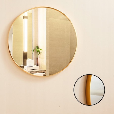 Lustro okrągłe złote 80 cm ścienne do łazienki salonu sypialni loft