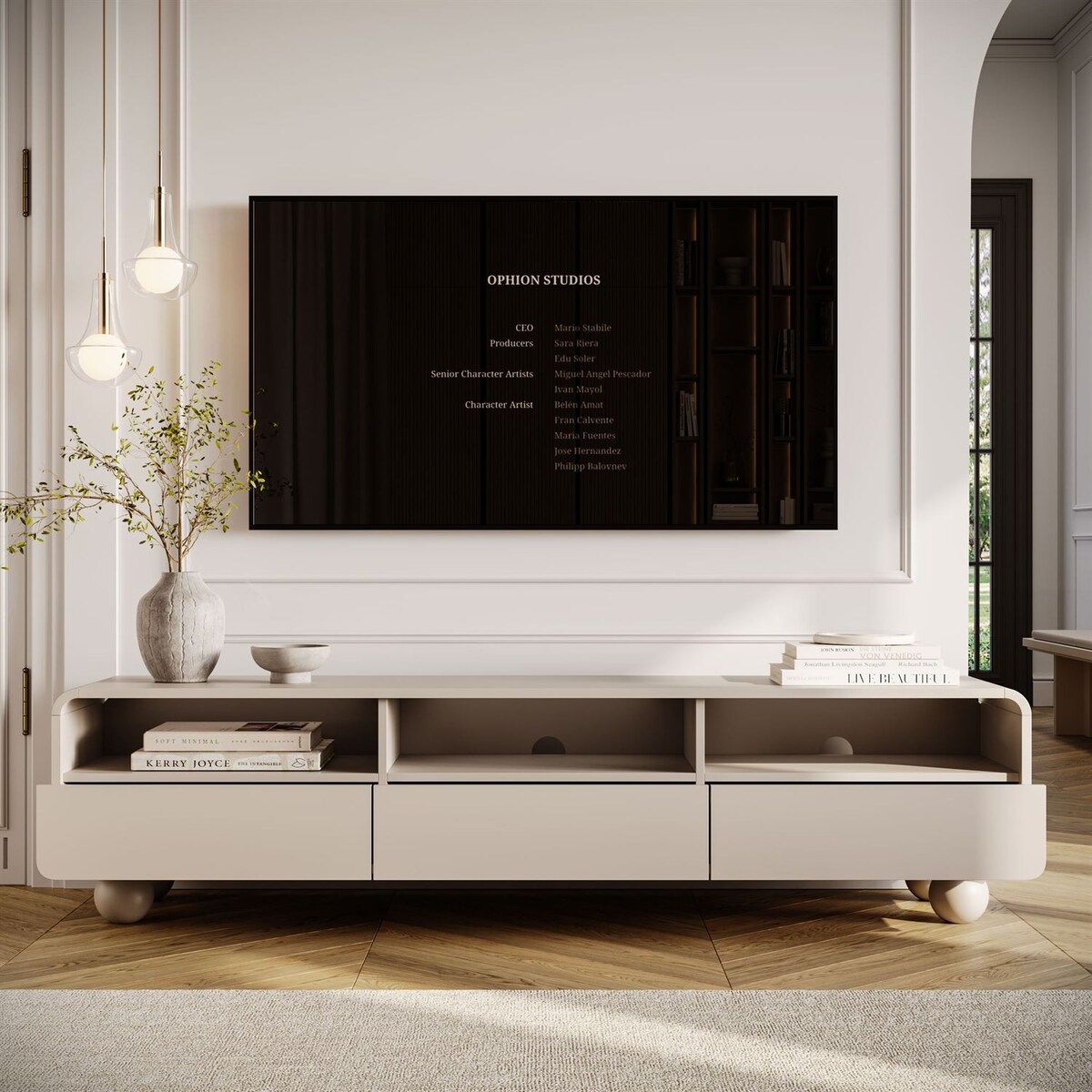 Szafka RTV OLIVIO 180 cm z szufladami kaszmir