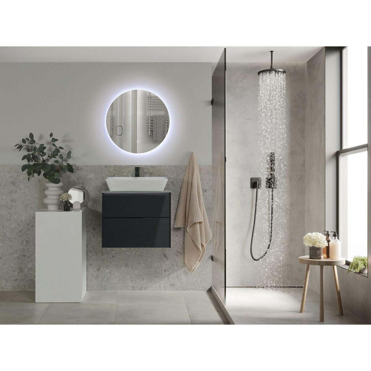 Zestaw mebli łazienkowych z umywalką szary MANZON