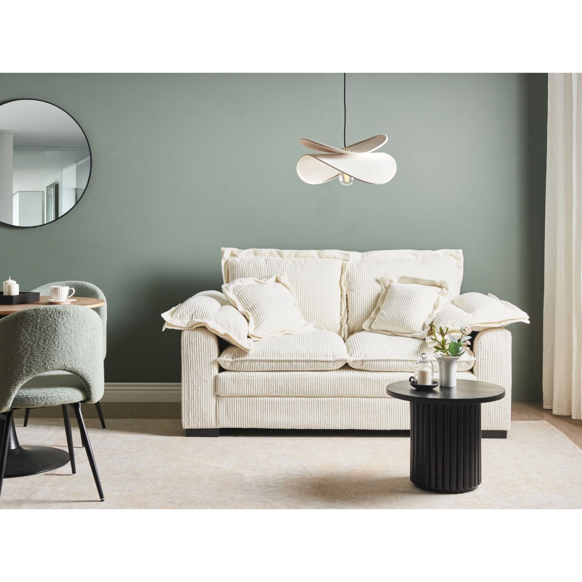 Sofa 2-osobowa sztruksowa biała TIRRO