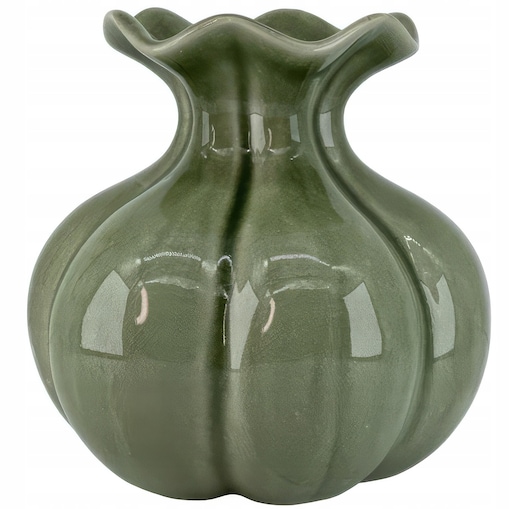 WAZON NA KWIATY BUKIET TULIPANY DO SALONU DOMU LOFT CERAMICZNY ZIELONY 16cm