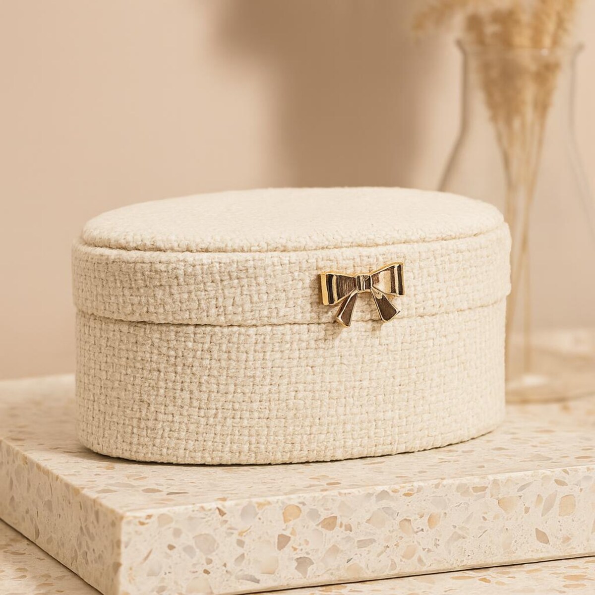 Szkatułka na biżuterię z kokardą, 12 x 6,5 x 10 cm