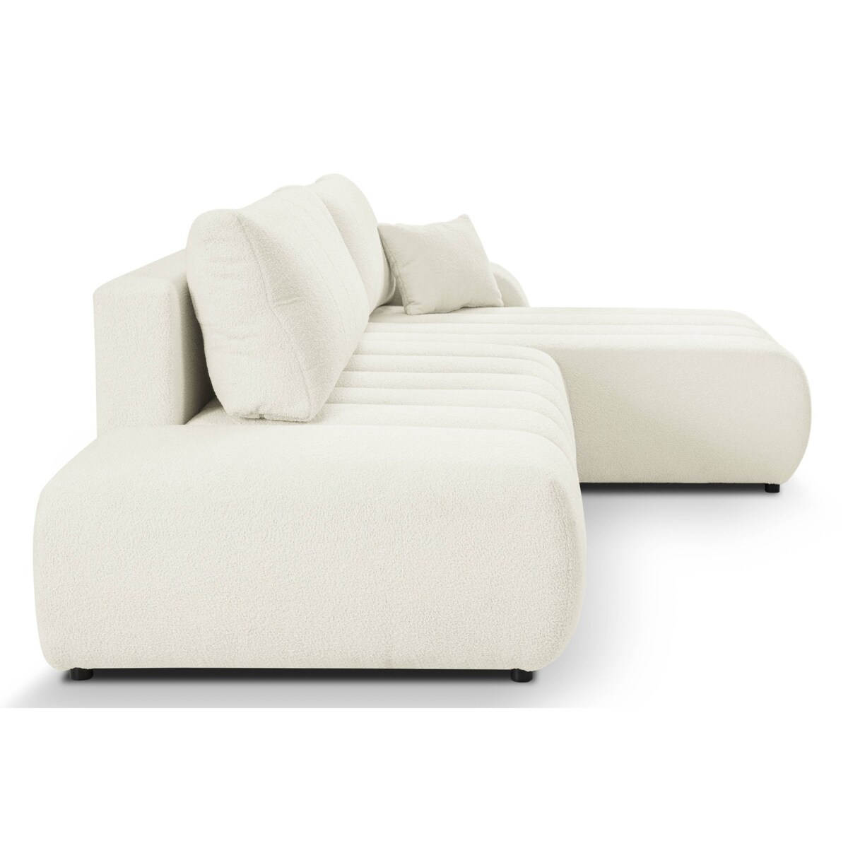 Narożnik z funkcją spania ALOO, prawostronny, tkanina boucle-śmietankowa