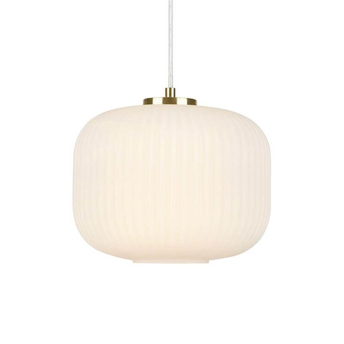 Szklana lampa wisząca Sober plisowana nad stół mosiądz biała