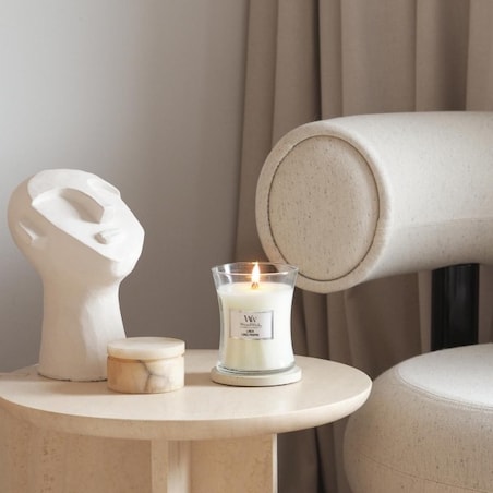 WoodWick świeca średnia LINEN