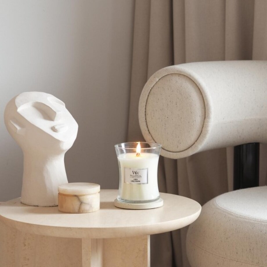 WoodWick świeca średnia LINEN