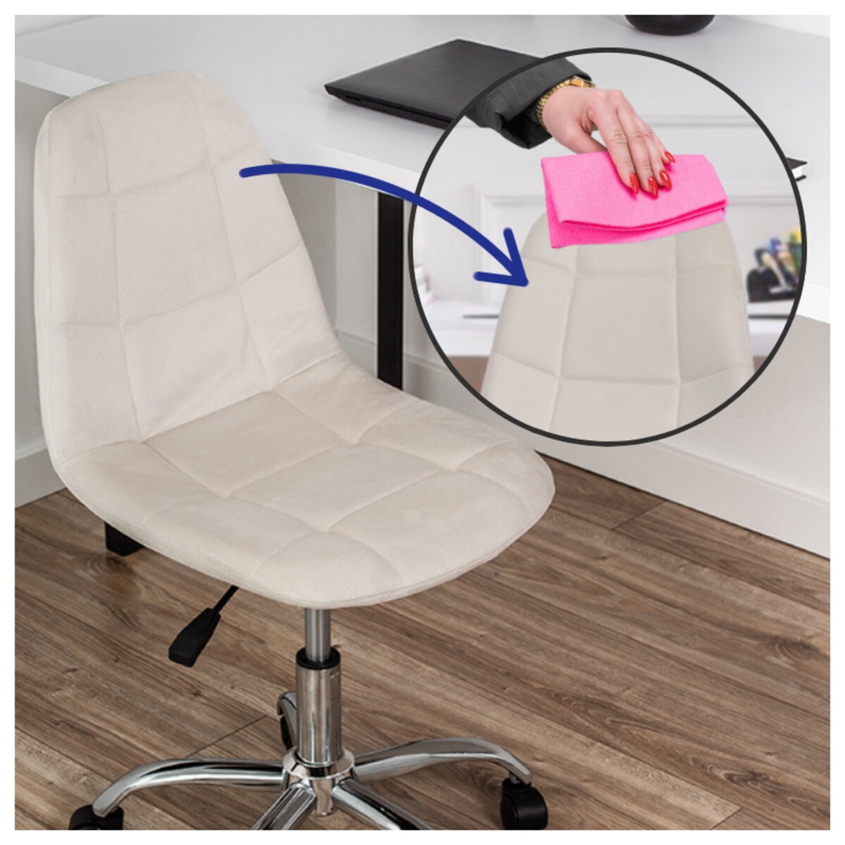 KRZESŁO BIUROWE FOTEL OBROTOWY REGULOWANY WELUROWY PIKOWANY DO BIURKA