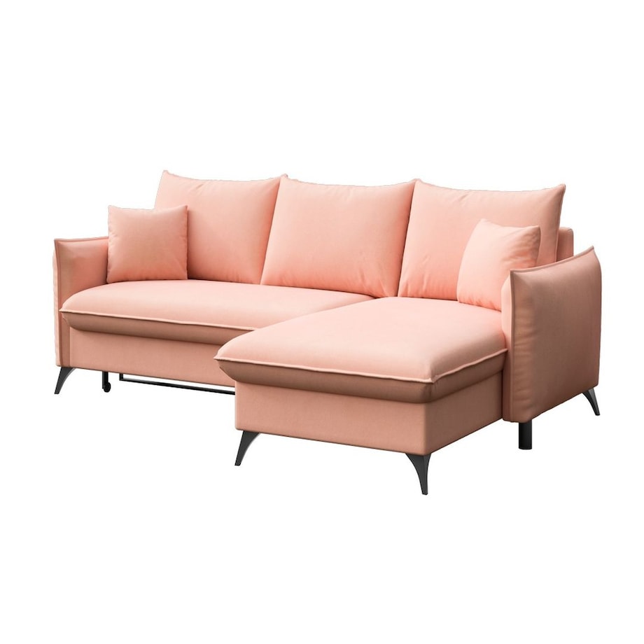 Brim Sofa narożna prawa z funkcją spania i pojemnikiem prawa brzoskwiniowa