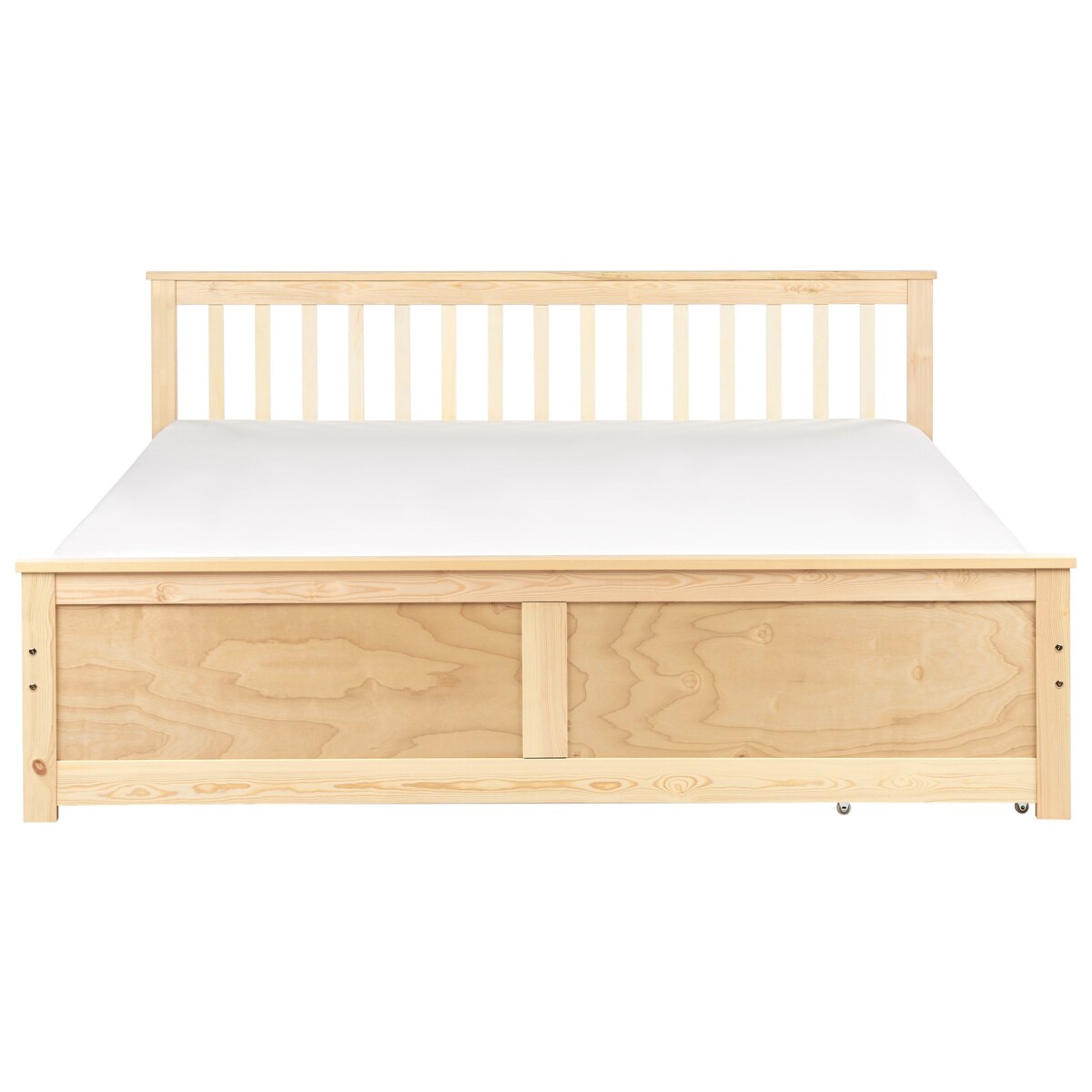 Łóżko ze schowkiem OLENDON 180 x 200 cm Z miejscem do przechowywania Drewno Jasne drewno