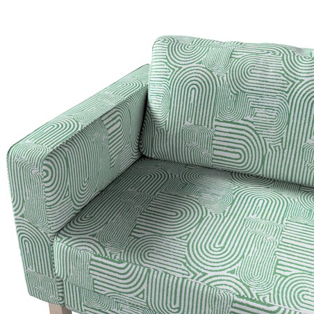 Pokrowiec na sofę Karlstad 3-osobową nierozkładaną, krótki, miętowe łuki na kremowym tle, 204 x 89 x 64 cm, Cosy Home