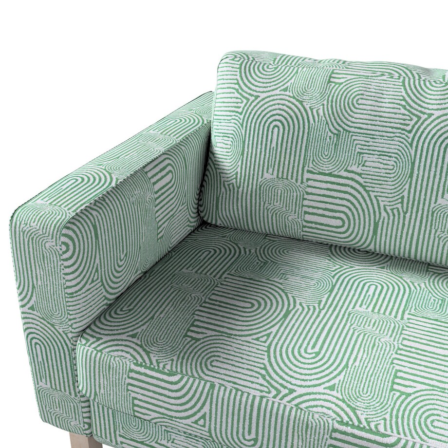Pokrowiec na sofę Karlstad 3-osobową nierozkładaną, krótki, miętowe łuki na kremowym tle, 204 x 89 x 64 cm, Cosy Home