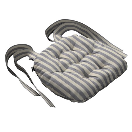 Poduszka na krzesło Marcin, granatowo-białe pasy (1,5cm), 40 x 37 x 8 cm, Quadro