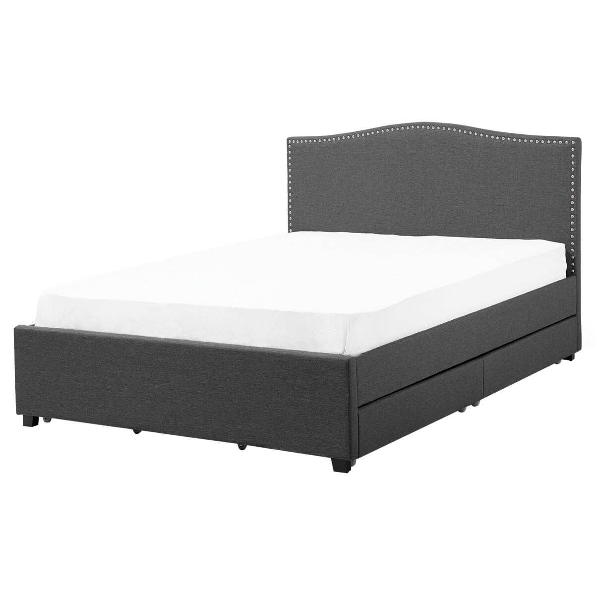 Łóżko z szufladami biały LED tapicerowane 160 x 200 cm szare MONTPELLIER