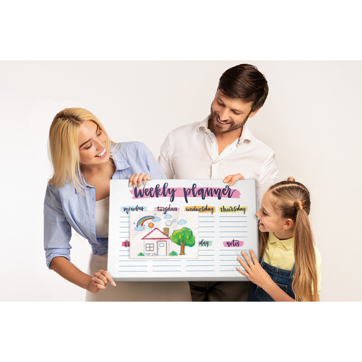 Tablica korkowa Planer tygodniowy 60x40cm - kolorowe pinezki