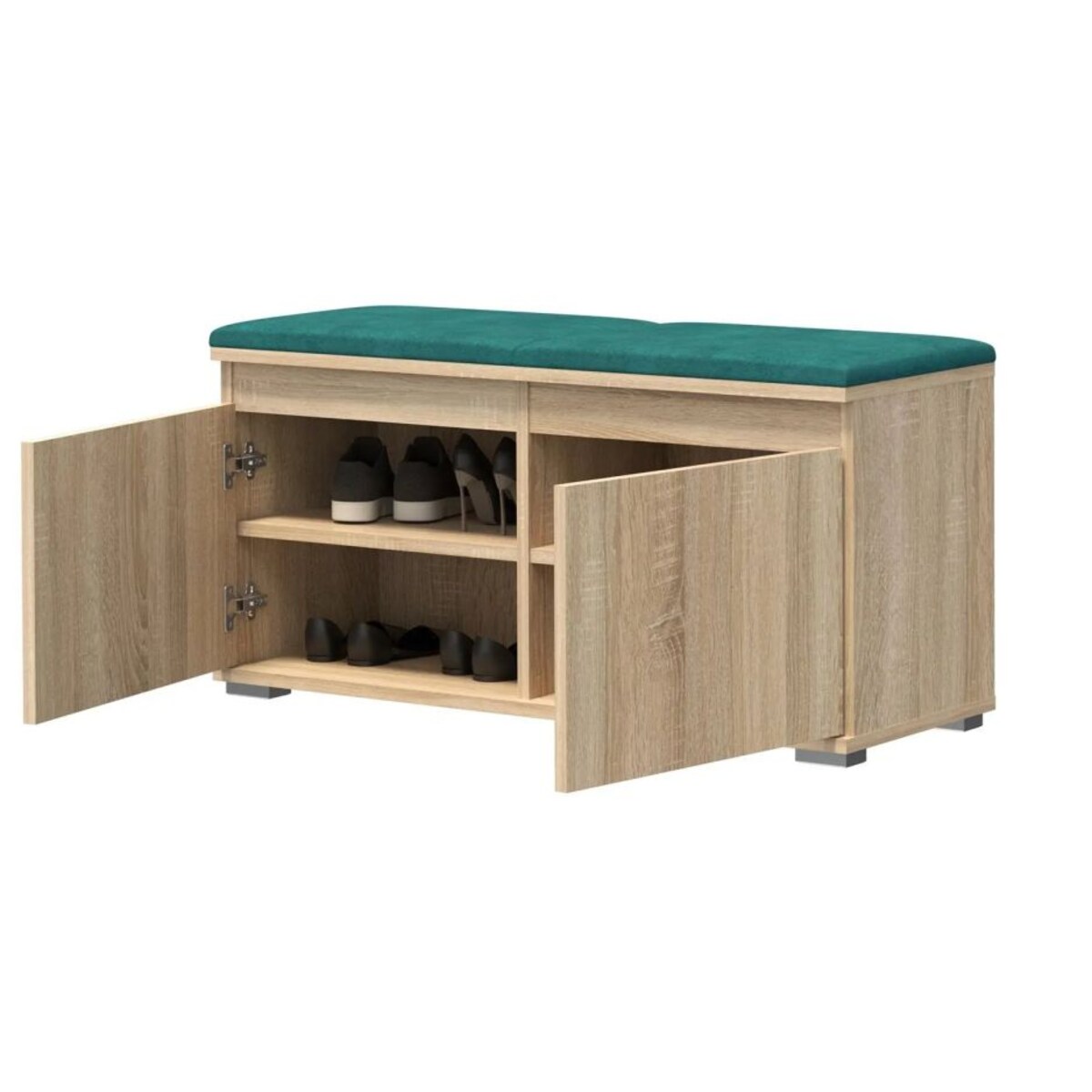 Szafka na buty z siedziskiem i wieszakiem SINGAPUR 100 dąb sonoma/zielona