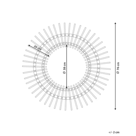 Rattanowe lustro ścienne słońce ø 76 cm naturalne STENEN