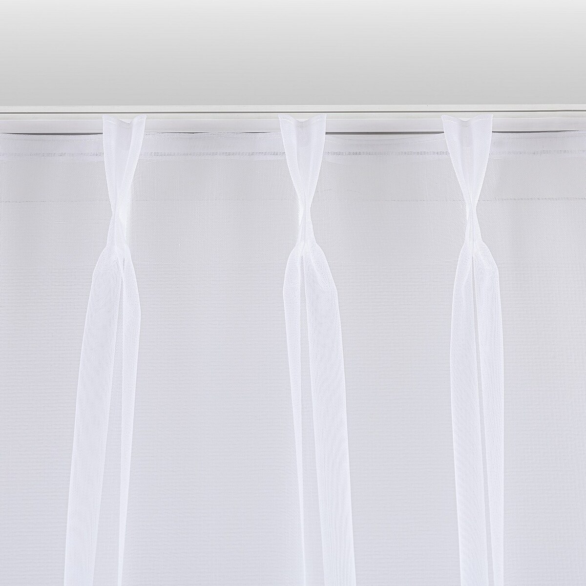 Firana na haczykach flex podwójnych 300x265 biały ze wzorem