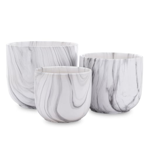 Osłonka 3 szt. ceramiczna biało-szara 20,5x24 i 17,5x20 cm MOSAICA szara