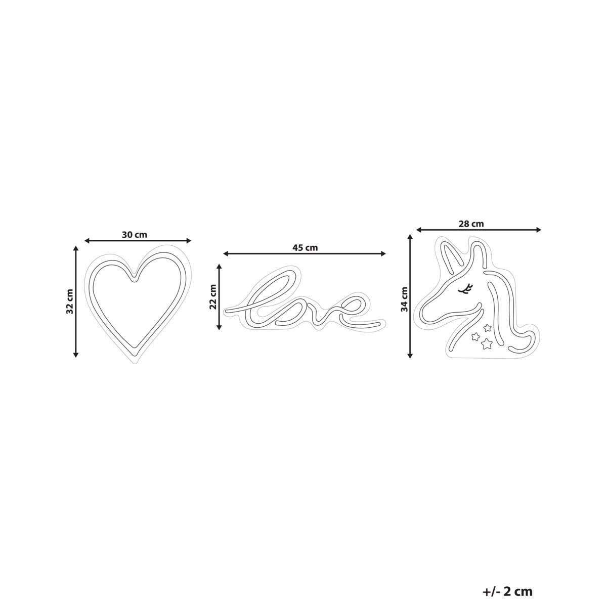 Zestaw 3 neonów ściennych LED różowy SUSIE