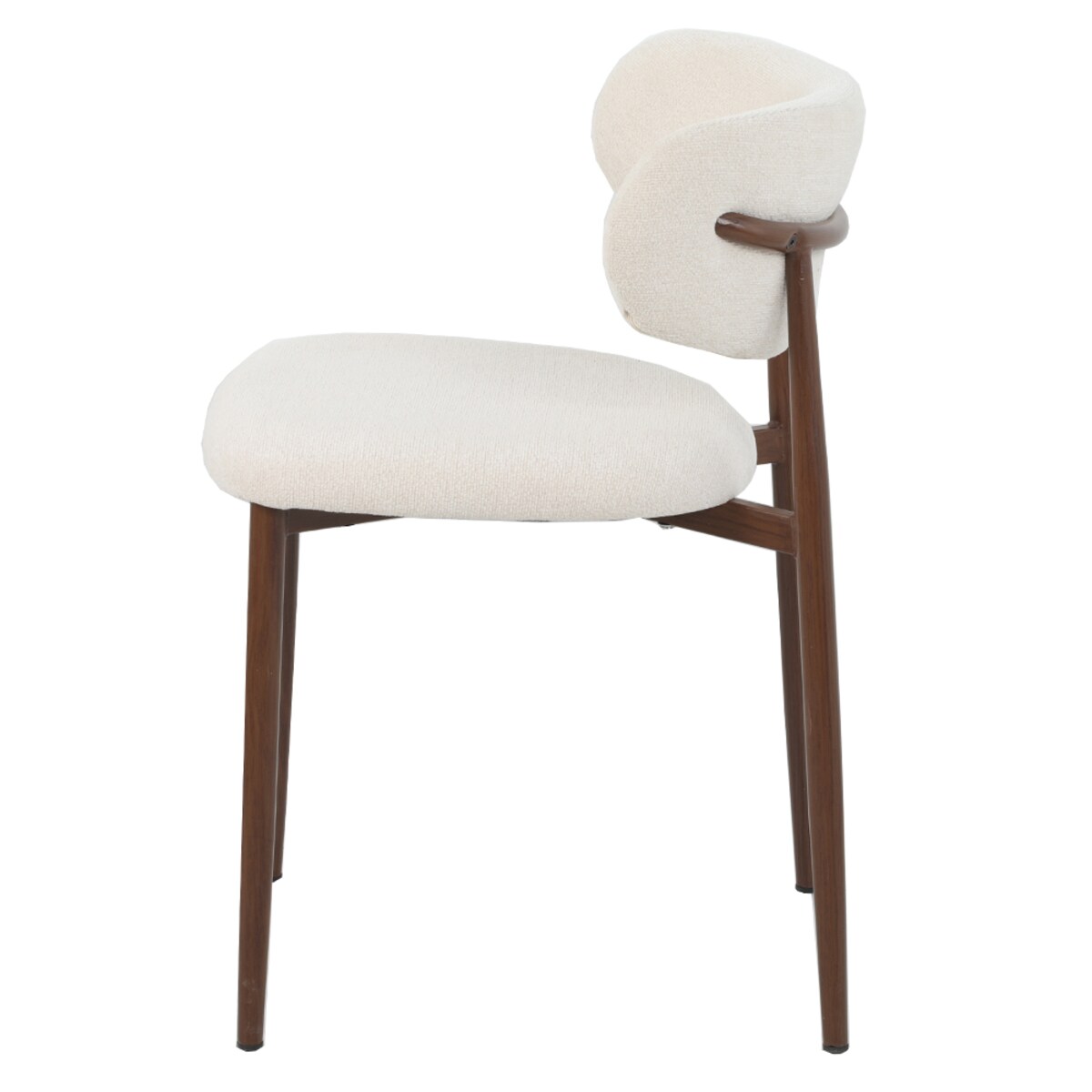 Krzesło INES beżowe metalowe nogi w kolorze drewna tapicerowane