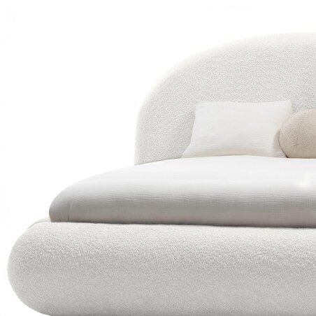 Łóżko tapicerowane 160x200 cm białe bouclé Riaci