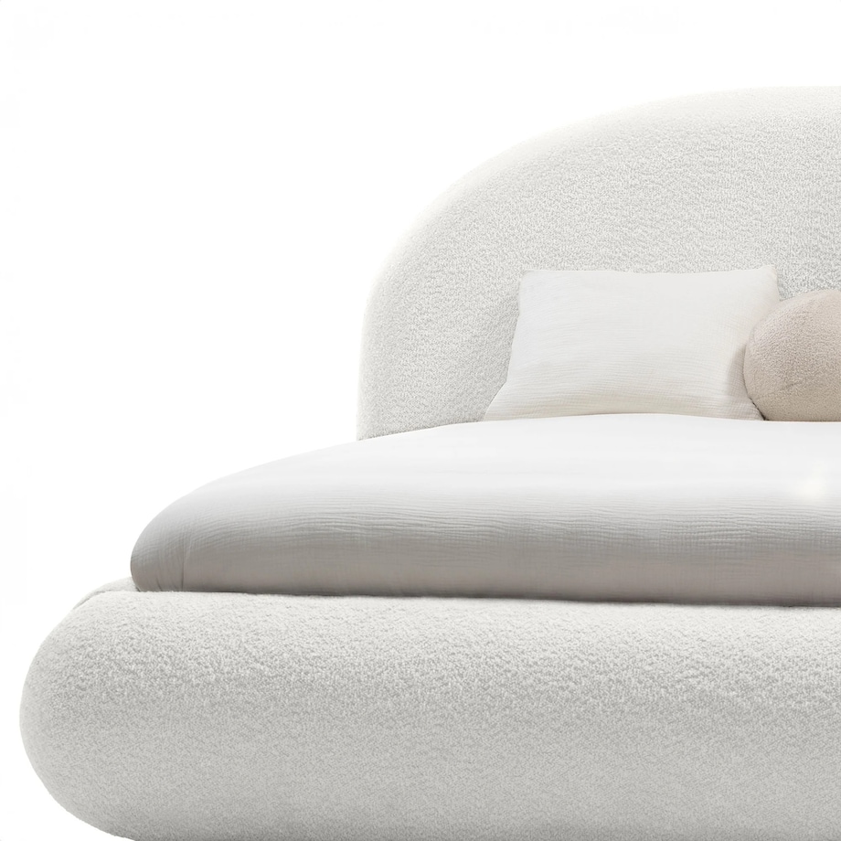 Łóżko tapicerowane 160x200 cm białe bouclé Riaci