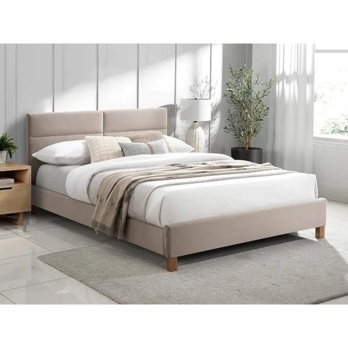 Łóżko tapicerowane SIERRA VELVET 120x200 beżowe