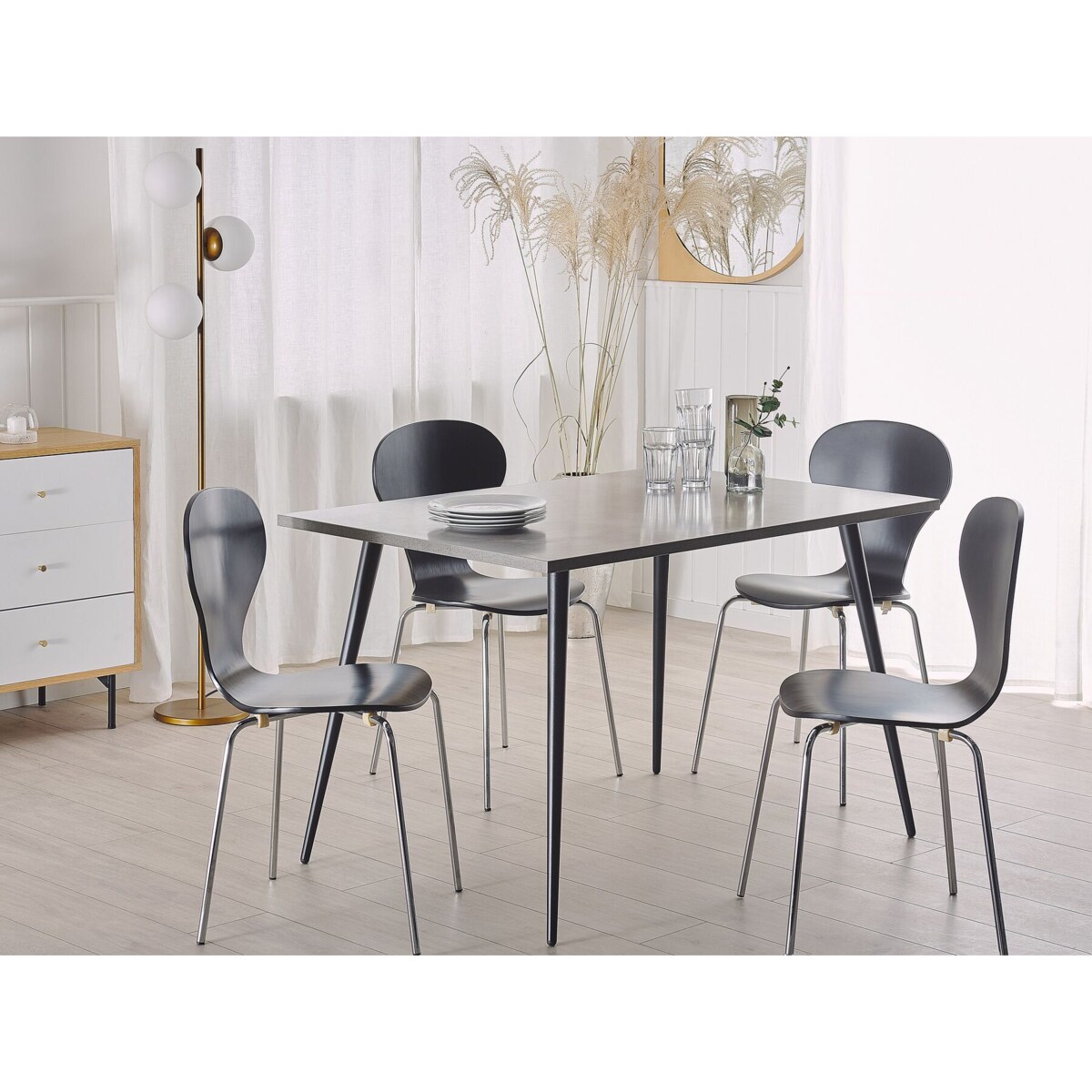 Stół do jadalni 120 x 80 cm imitacja betonu z czarnym SANTIAGO