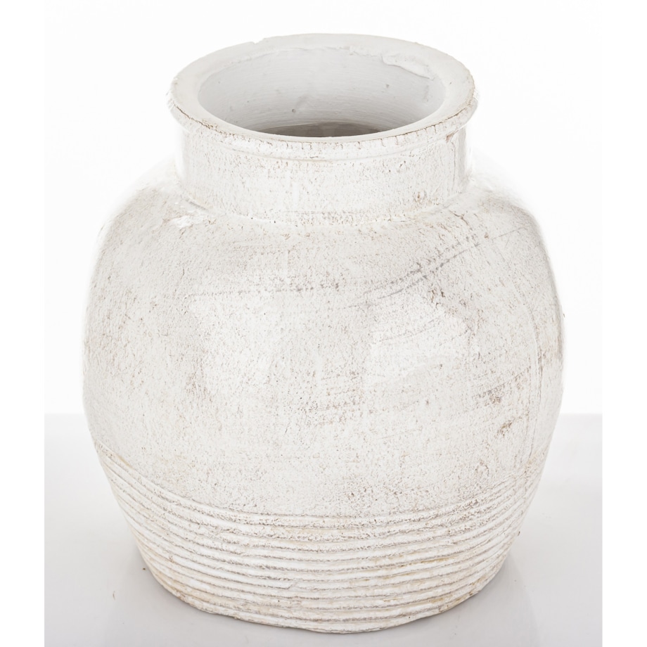 Wazon ceramiczny, postarzany 25x20x20 cm JULIANO-3 biały small