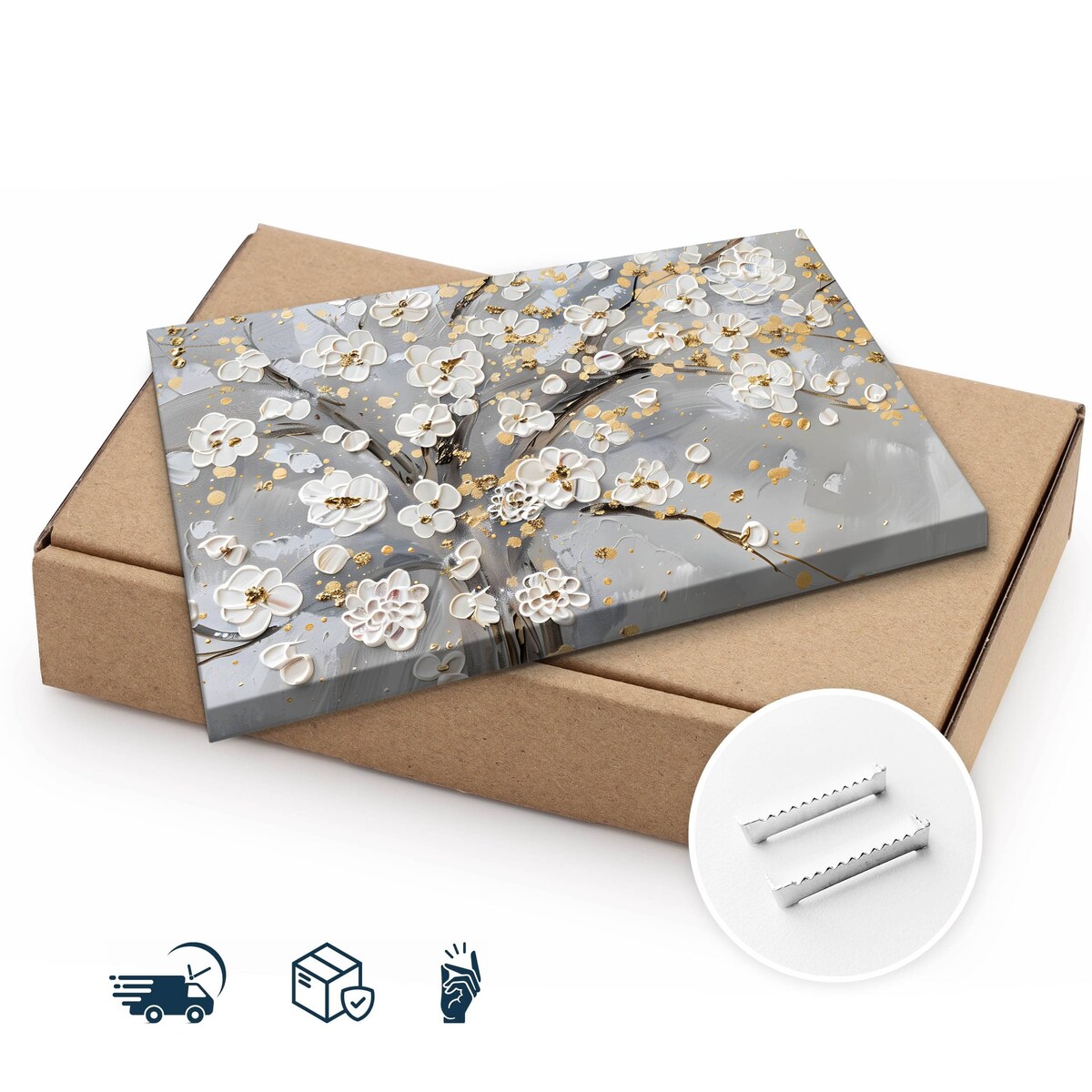 Obraz Ścienny Do Sypialni Salonu Kwiaty Abstrakcja Malarstwo Beton 70x50cm