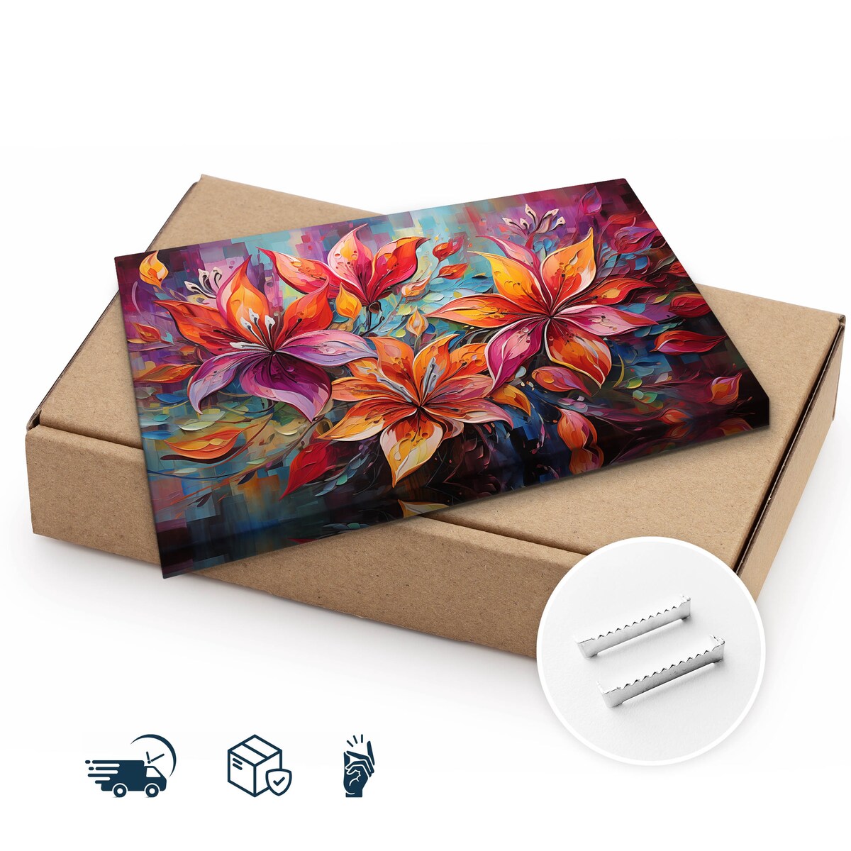 Obraz Na Płótnie Do Jadalni Kolorowe Kwiaty Natura Abstrakcja 70x50cm