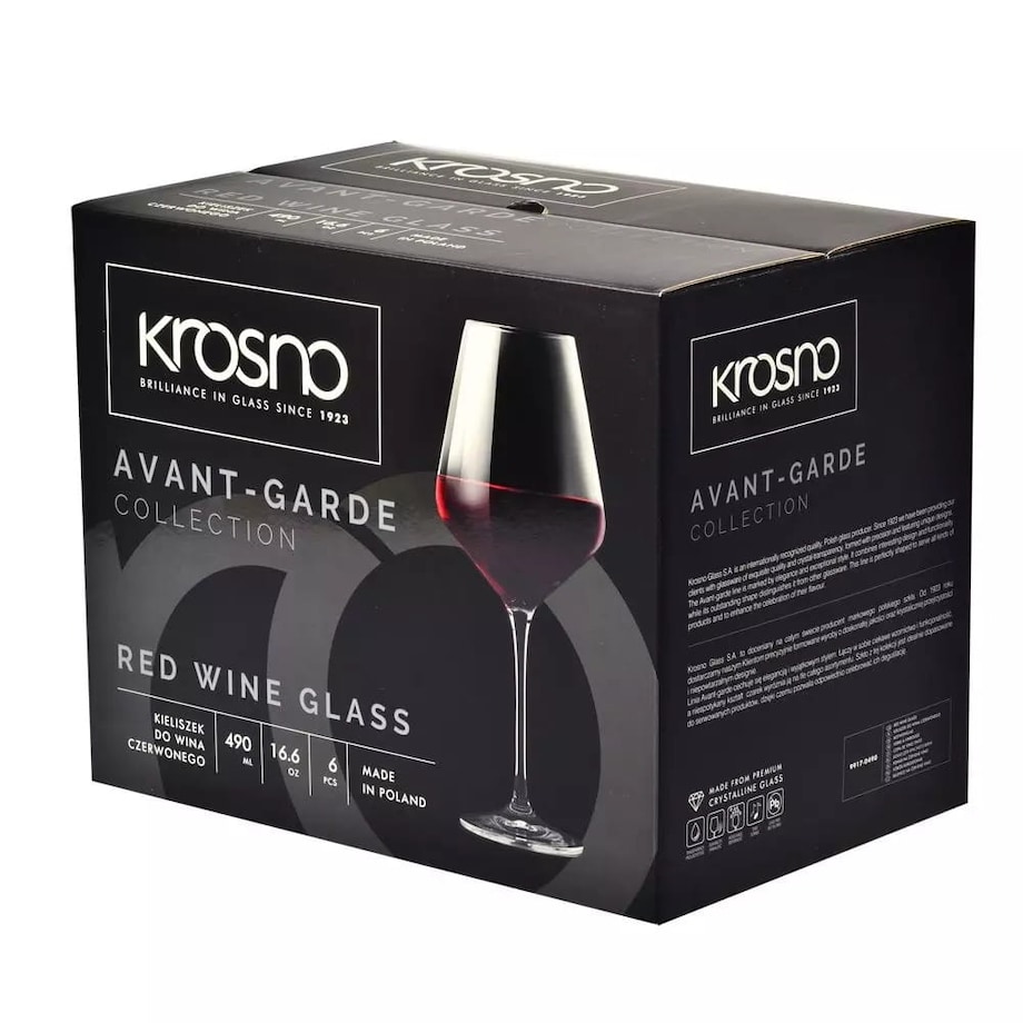 Kieliszki Wina Czerwonego Krosno Avant-Garde 490 ml Duże Zestaw Tradycyjne
