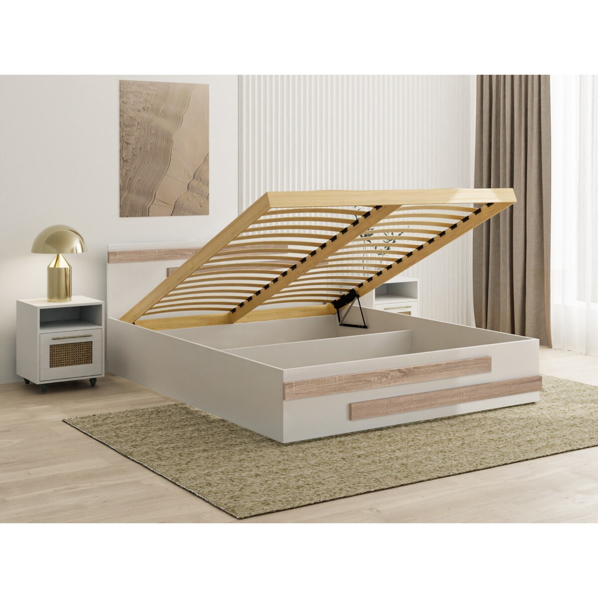 Łóżko do sypialni ALDO BETA 120x200 w zestawie z materacem - białe