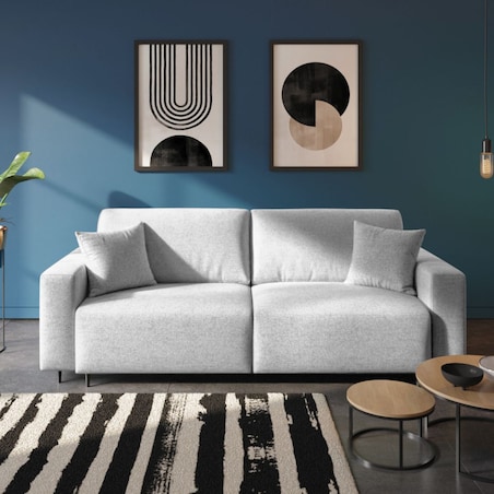 Hesto 3-osobowa rozkładana sofa - jasnoszara